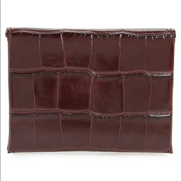 Tory Burch Parker Croc Embossed Leather Card Case - Picture 3 of 7